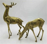 Mid Century Brass Large Deer Figurines