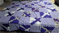 Purple&White Machine&Hand Made Cross Quilt.7W2K