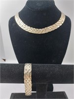 Sterling Braided Herrigbone Necklace & Bracelet