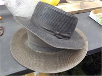 2 Men's Black Straw Hats, 3-4" Brim