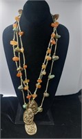 Lot of 3 Corded With Tumbled Stones Necklaces