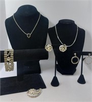 Trifari Faux Pearl Set & Rhinestone Jewelry Lot