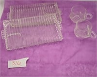 Candlewick tea party Snack set;  12 trays, 14 cups