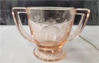 Pink Depression Glass Sugar Container