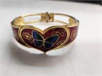 Cloisonne Hinged Butterfly Bangle