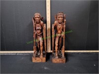 12" Tribal Wood Carving Bookends