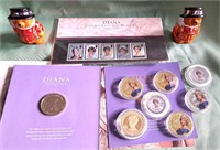 PRINCESS DIANA COMMERATIVE COINS STAMPS & S&P LOT