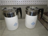 2 COMPLETE CORNING WARE COFFEE POTS