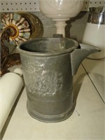 VERY EARLY SIDE SPOUT QT. PEWTER PITCHER