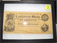 $500 CONFEDERATE STATES OF AMERICA NOTE AGE UNCERT