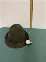 Vintage Men's Hat and Pocket Watch Lot