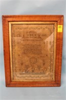 1840 Sampler; framed backwards