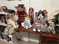 LARGE LOT OF DOLLS AND MISC DECOR