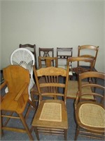 Lot of Ten Vintage Wooden Chairs