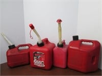 Four Red Multi-Sized Gas Cans