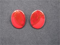 Red enamel earrings