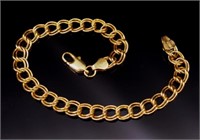 9ct Yellow gold double chain bracelet