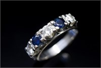 Sapphire & diamond set 18ct white gold ring