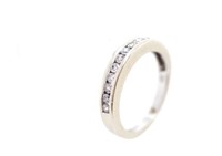 Channel set diamond 18ct white gold ring