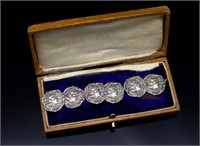 Six Art Nouveau sterling silver buttons