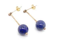 Lapis lazuli and 9ct rose gold drop earrings