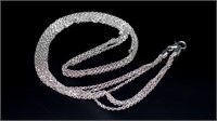 18ct White gold three stand chain necklace