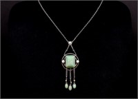 Art Deco Amazonite set silver necklace