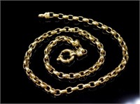 Heavy 9ct yellow gold oval belcher chain necklace