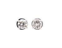 Solitaire diamond set 18ct white gold earrings