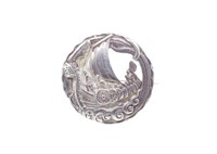 Mid C. Scottish silver Viking longboat brooch