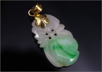 Vintage carved Oriental jade pendant