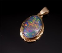 Opal triplet set 9ct yellow gold pendant