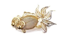 Chinese export silver filigree fish brooch C.1950s