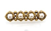 Antique pearl & 15ct rose gold brooch