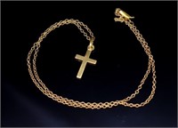 9ct Rose cross & antique chain