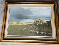 Framed John Chumley print, Storm over Paris VA