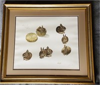 Framed John Chumley bunny rabbit print, signed