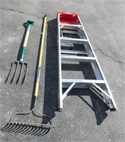 5 Foot Step Ladder And Yard Tools