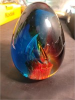 Vintage Dichroic Studio Glass Egg Shaped