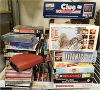 56 VHS Tapes, Clue VCR Mystery Game And More