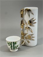 Vtg. Japan "Gold China" 7" Vase & Tea Cup