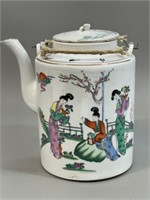 Vtg. Porcelain Tea Pot w/ Hand Painted Design
