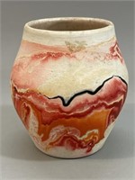 Vtg. NEMADJI USA Pottery Pot-Red & Orange Swirls