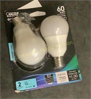 2pk Feit 60W LED Bulbs E17
