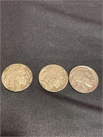 Three buffalo nickels