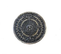 Vintage Aztec Calendar Brooch 19g .925