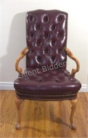 Burgundy Tufted Executive Leather Library Chair