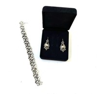 Sterling Silver Earrings & Bracelet 47g