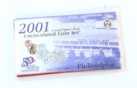 2001 U.S. Mint Uncirculated Coin Set Philadelphia