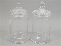 Lot: 2 Clear Glass Apothecary Jars w/ Lids